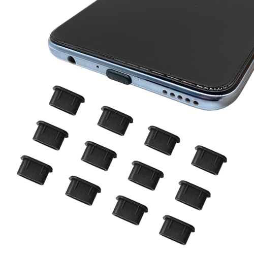 Quacc 12pcs USB Type C Anti Dust Cap Cover Port Plugs Protector Compatible with iPhone 15 Samsung Galaxy S21/S20/S22 Plus Ultra Huawei Mate 30 for All Type-C Smartphones and Tablets - Black