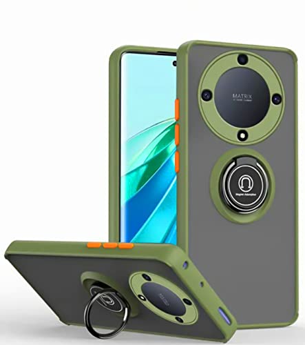 QUIETIP Case Compatible with Honor Magic 6 Lite/Honor X9b 5G,TPU + Hard PC Shockproof Magnetic Ring Car Mount Stand Bumper Cover,Green