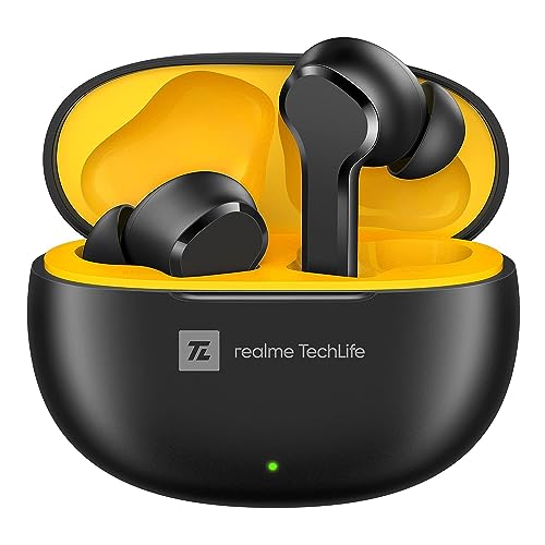 realme TechLife Buds T100 Bluetooth Mikrofonlu Gerçekten Kablosuz Kulak İçi Kulaklıklar, Aramalar için AI ENC, Google Hızlı Eşleştirme, Hızlı Şarj ve Düşük Gecikmeli Oyun Modu ile 28 Saat Toplam Oynatma (Siyah)