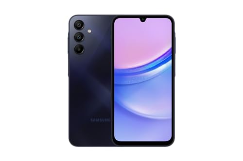 Samsung Galaxy A15 (SM-A155F/DSN), 128GB 4GB RAM, Dual SIM, GSM desbloqueado de fábrica, versión internacional (paquete de cargador de pared) (Azul Negro)