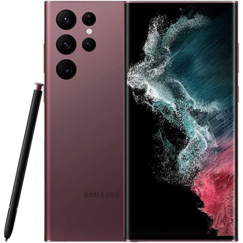 SAMSUNG Galaxy S22 Ultra 5G Factory Unlocked 128GB SM-S908U1 (Renewed) (Burgundy)