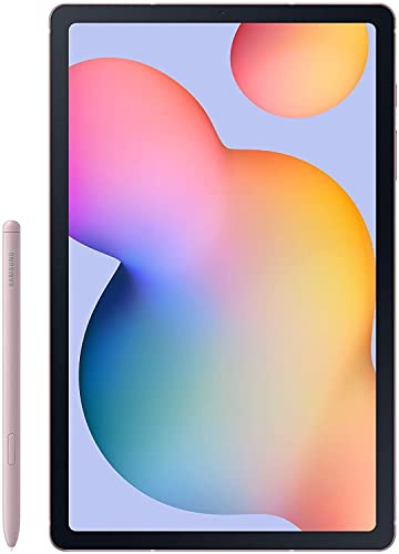 Tableta Android SAMSUNG Galaxy Tab S6 Lite de 10,4" y 64 GB, pantalla LCD, S Pen incluido, diseño de metal delgado, altavoces duales AKG, cámara trasera de 8 MP, batería de larga duración, versión EE. UU., 2022, rosa gasa