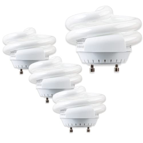 SLEEKLIGHTING 13Watt T2 Spiral CFL GU24 Base Puck Light Bulb 2700K 800lm -UL Approved,Compact Fluorescent -Warm White Light 4pack