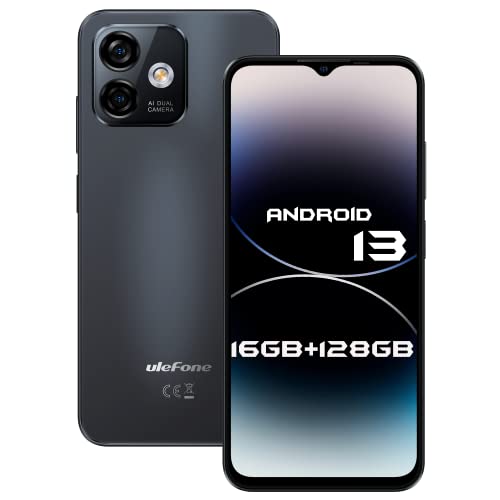 Ulefone Note 16 Pro | 2023 | Unlocked Cell Phone, Android 13, Octa-core 16GB + 128GB, 6.52" Screen Phones Unlocked, 50MP Dual Camera, 4400mAh Battery, Dual 4G, Fingerprint Unlock, OTG, Black