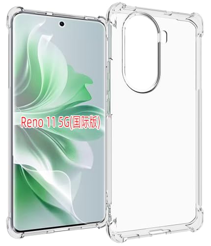 USTIYA Case for Oppo Reno 11 5G Clear TPU Four Corners Military-Grade Protection Cover Transparent Soft funda