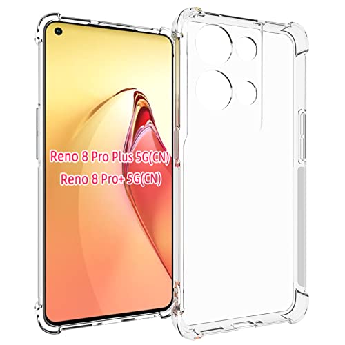 USTIYA Case for Oppo Reno 8 Pro 5G / Reno 8 Pro Plus Clear TPU Four Corners Protective Cover Transparent Soft