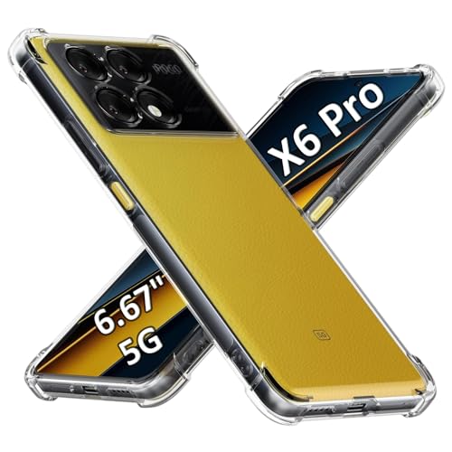 USTIYA Case for Xiaomi Poco X6 Pro 5G / Redmi K70E 5G Clear TPU Four Corners Military-Grade Protection Cover Transparent Soft funda
