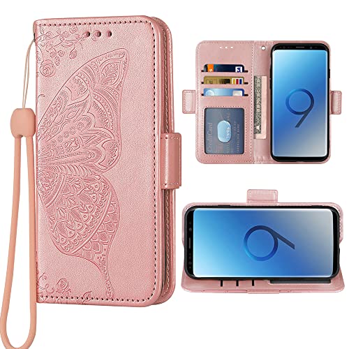 WWAAYSSXA Compatible with ZTE Quest 5 Z3351S Wallet Case Wrist Strap Lanyard Leather Flip Card Holder Stand Cell Accessories Phone Cover for ZTE Blade Vantage 2 Z3153V/A3L/A3 Lite/A3 2019/L8 Rose gold