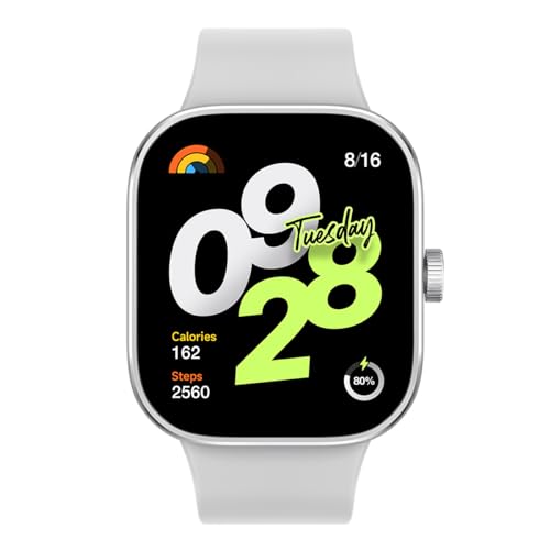 Xiaomi Redmi Watch 4 Smartwatch with 1.97" AMOLED Display with 390 x 450 Pixels and 60Hz, up to 20 Days Battery Life, HyperOS, Heart Rate and Blood Oxygen Measurements - Silver Gray
